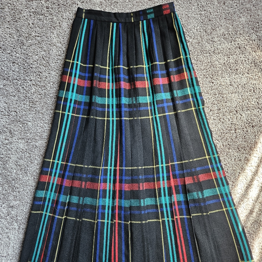 David Brooks Vintage Raw Wool Plaid Skirt
